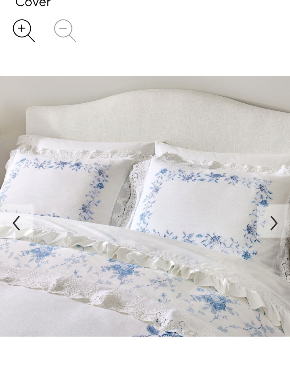 NEW Pottery Barn LoveShackFancy White Duvet & Shams with Blue Rose Print - Picture 4 of 16